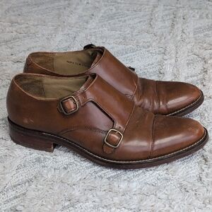 Cole Haan Men's Double Monk Strap Leather Shoes - Brown, Size 7.5
